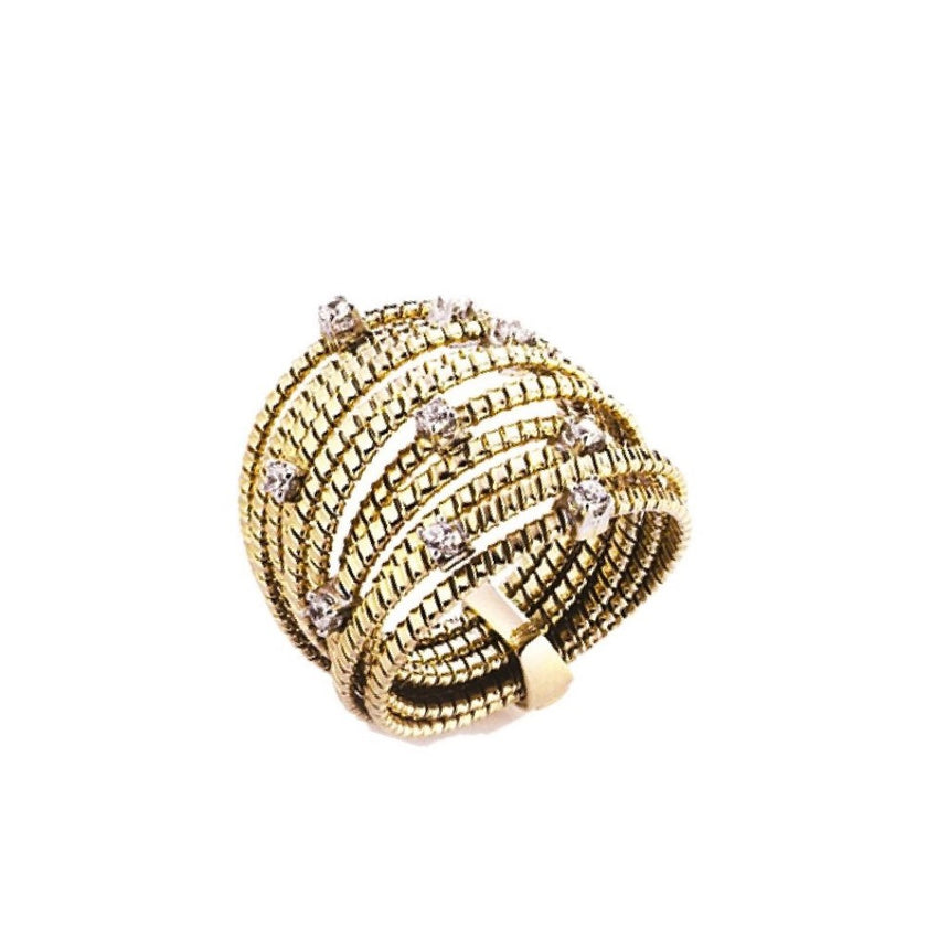 RING YELLOW & WHITE SILVER 925 & CUBIC ZIRGON - 91077