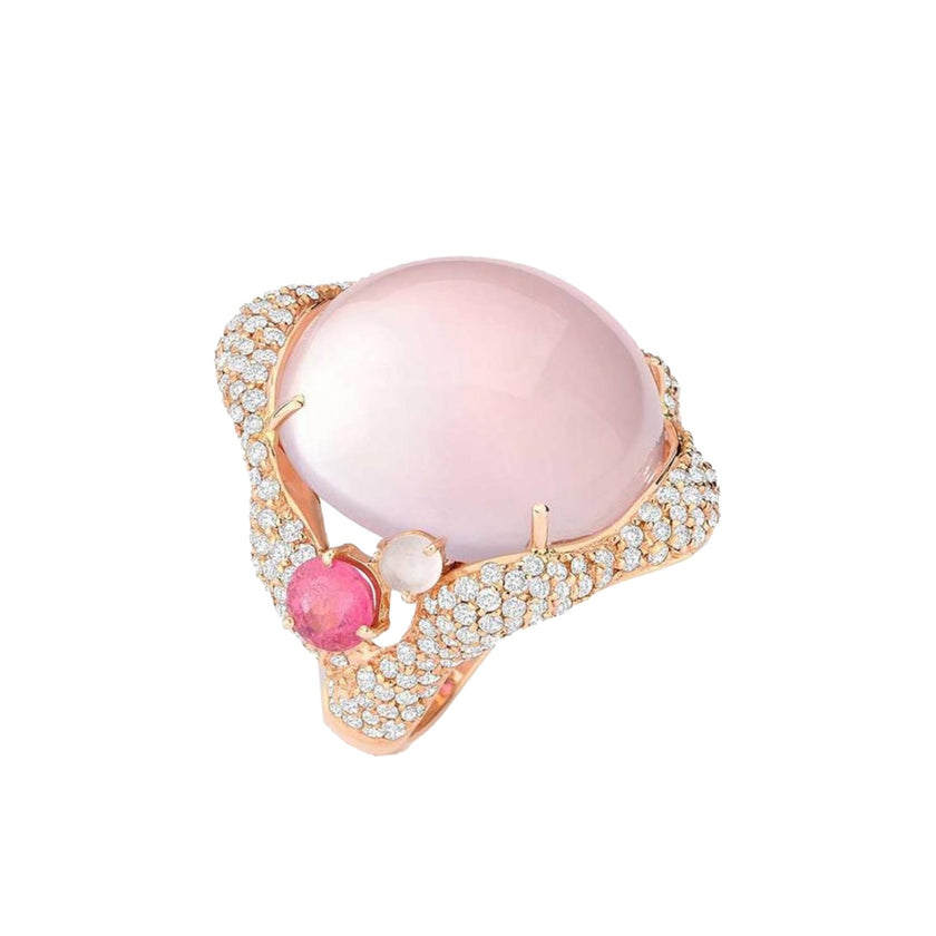 RING PINK GOLD 750 & PRECIOUS STONES - 91596