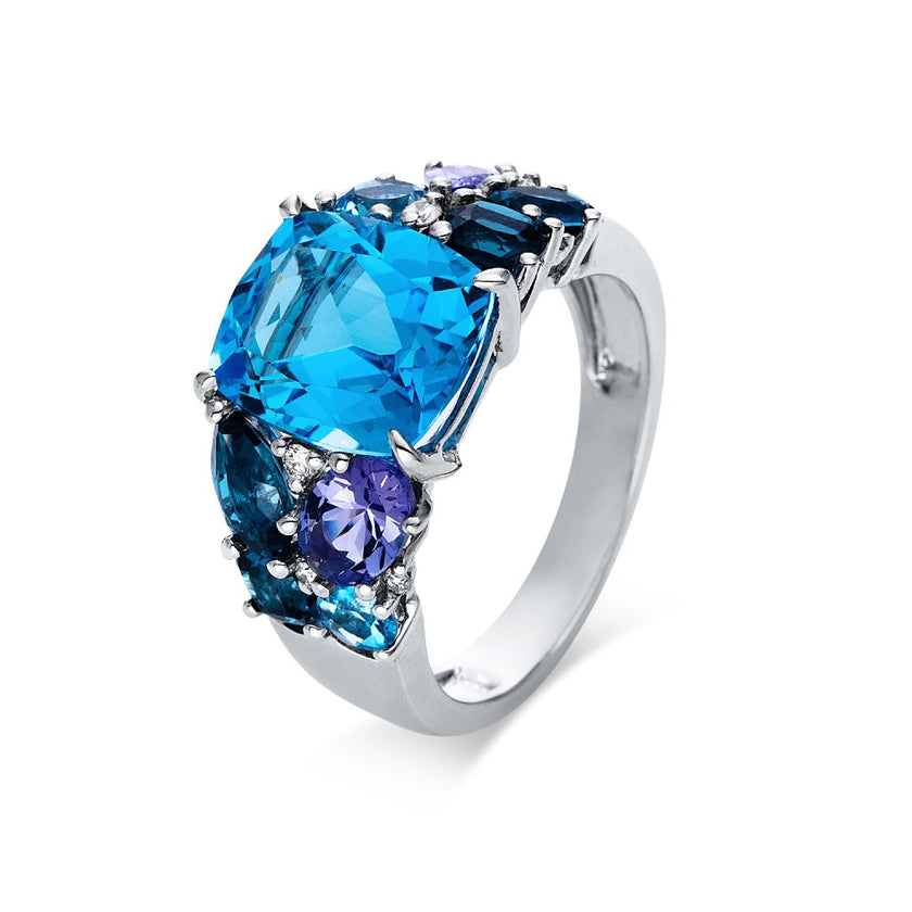RING WHITE GOLD 750 & PRECIOUS STONES - 92068
