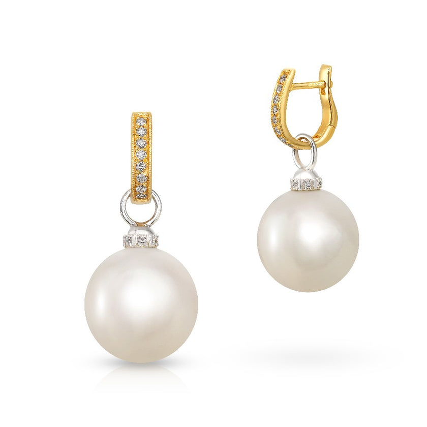 EARRINGS YELLOW & WHITE GOLD 750 & PEARLS - 92767