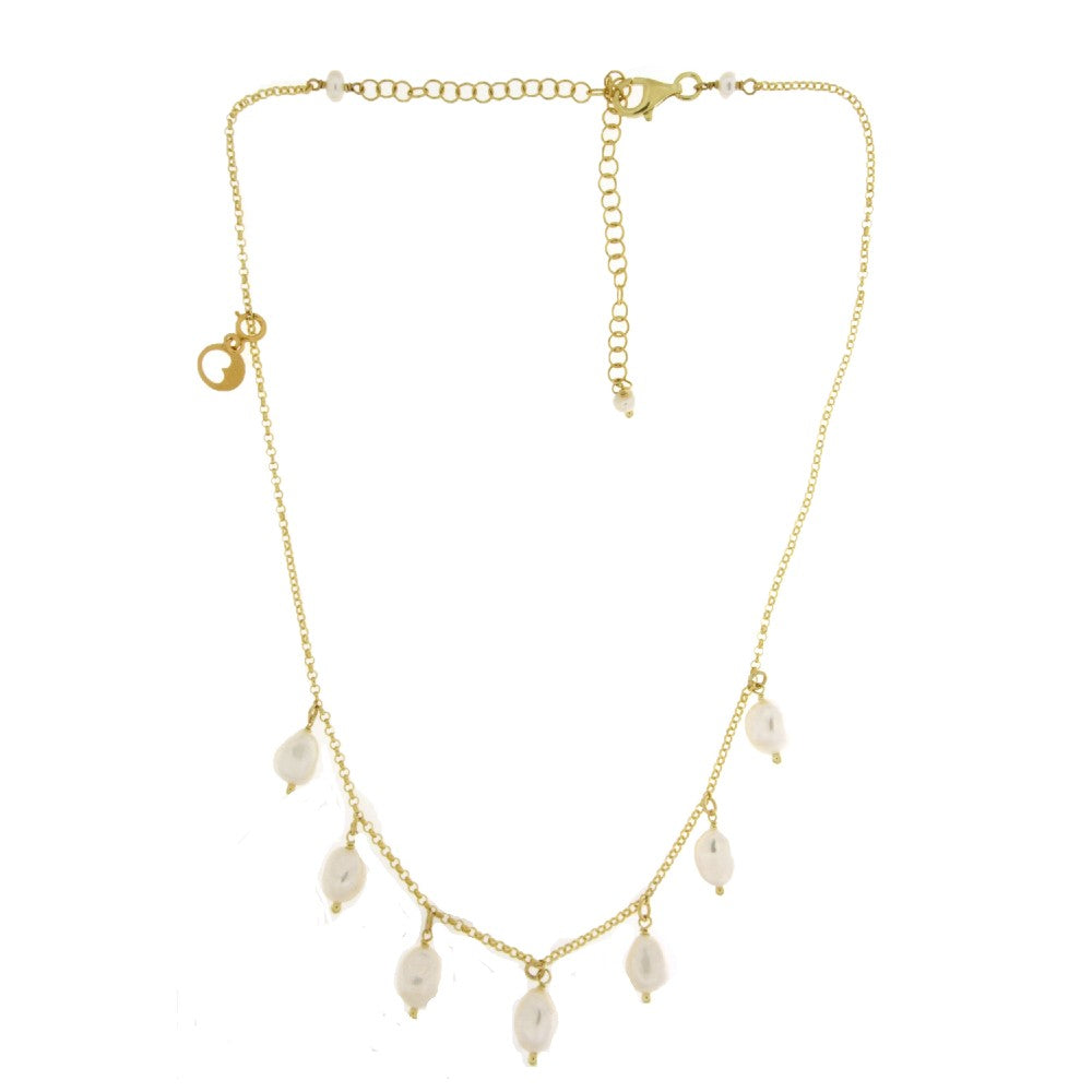NECKLACE YELLOW SILVER 925 & PEARLS - 93065