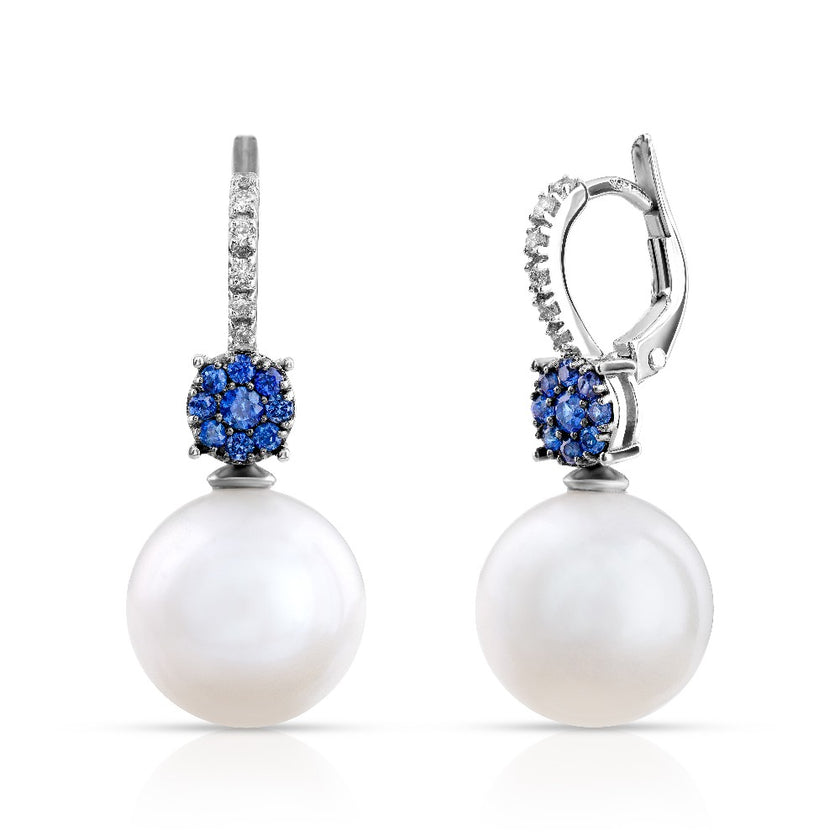 EARRINGS WHITE GOLD 750 & PEARLS - 93541