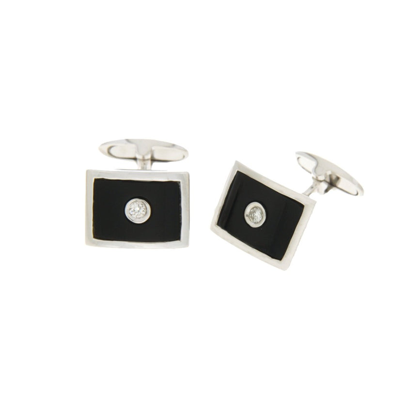 CUFFLINKS WHITE GOLD 585 & PRECIOUS STONES - 93590