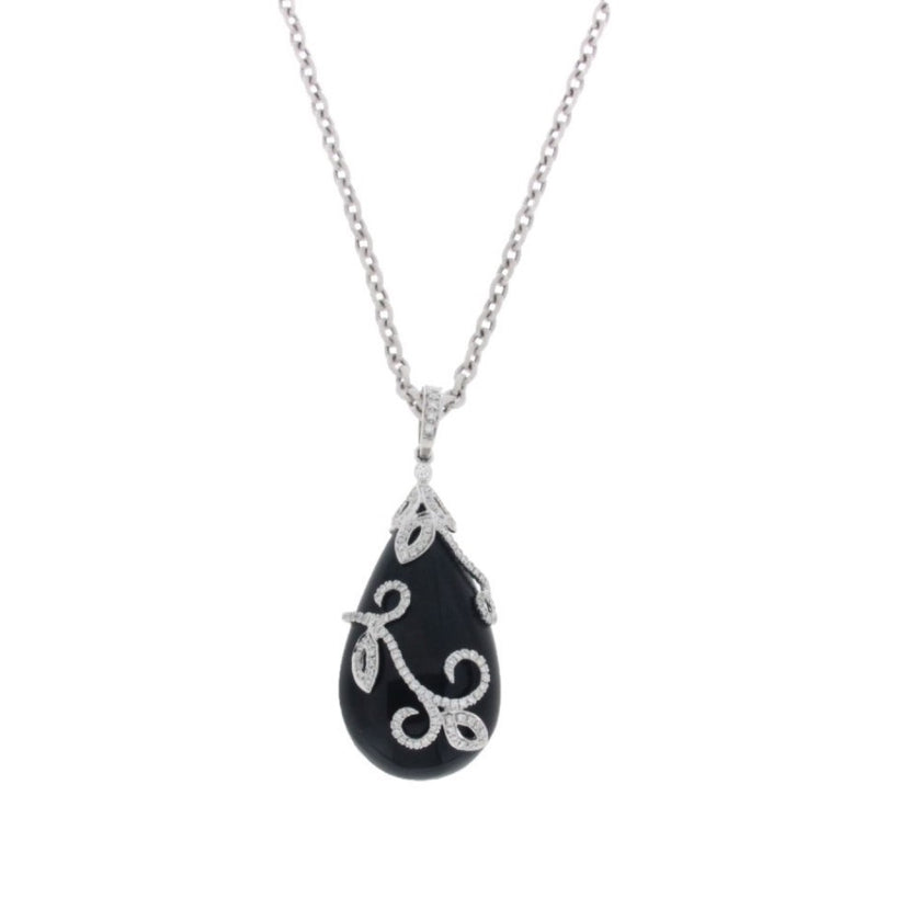 PENDANT WHITE GOLD 750 & PRECIOUS STONES - 94209