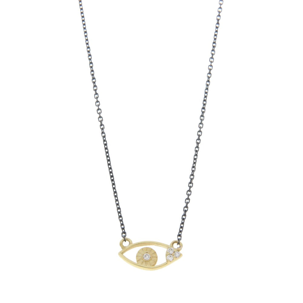 NECKLACE GOLD 585 & PRECIOUS STONES & SILVER CHAIN - 94652