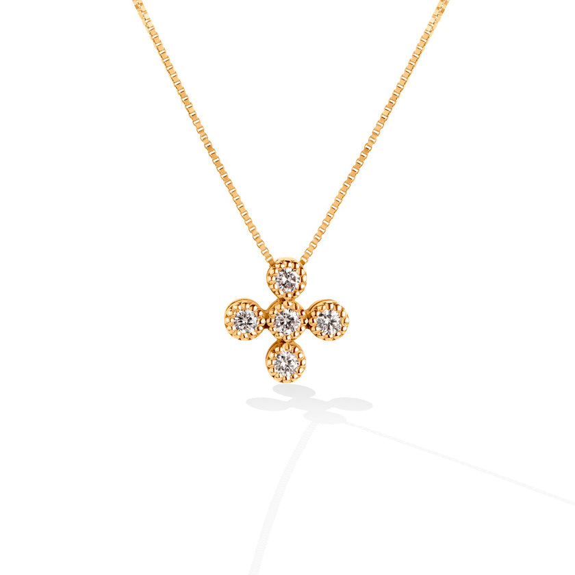 CROSS PINK GOLD 750 & PRECIOUS STONES WITH CHAIN - 95186