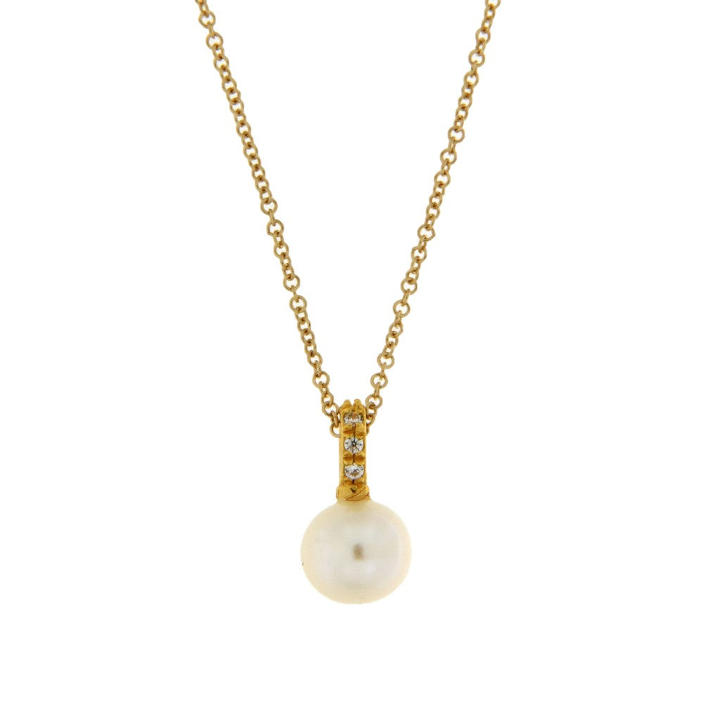 NECKLACE GOLD 585 & PEARL & C.Z. - 95988