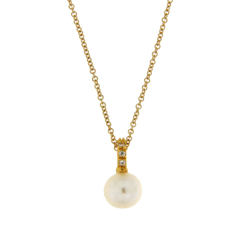 NECKLACE GOLD 585 & PEARL & C.Z. - 95988
