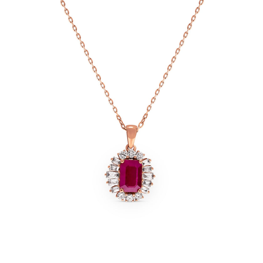 NECKLACE PINK GOLD 750 & PRECIOUS STONES - 96244