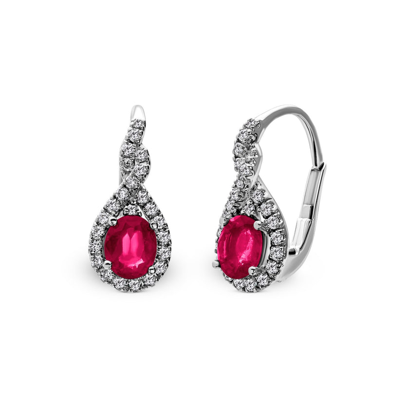 EARRINGS WHITE GOLD 750 & PRECIOUS STONES - 96698
