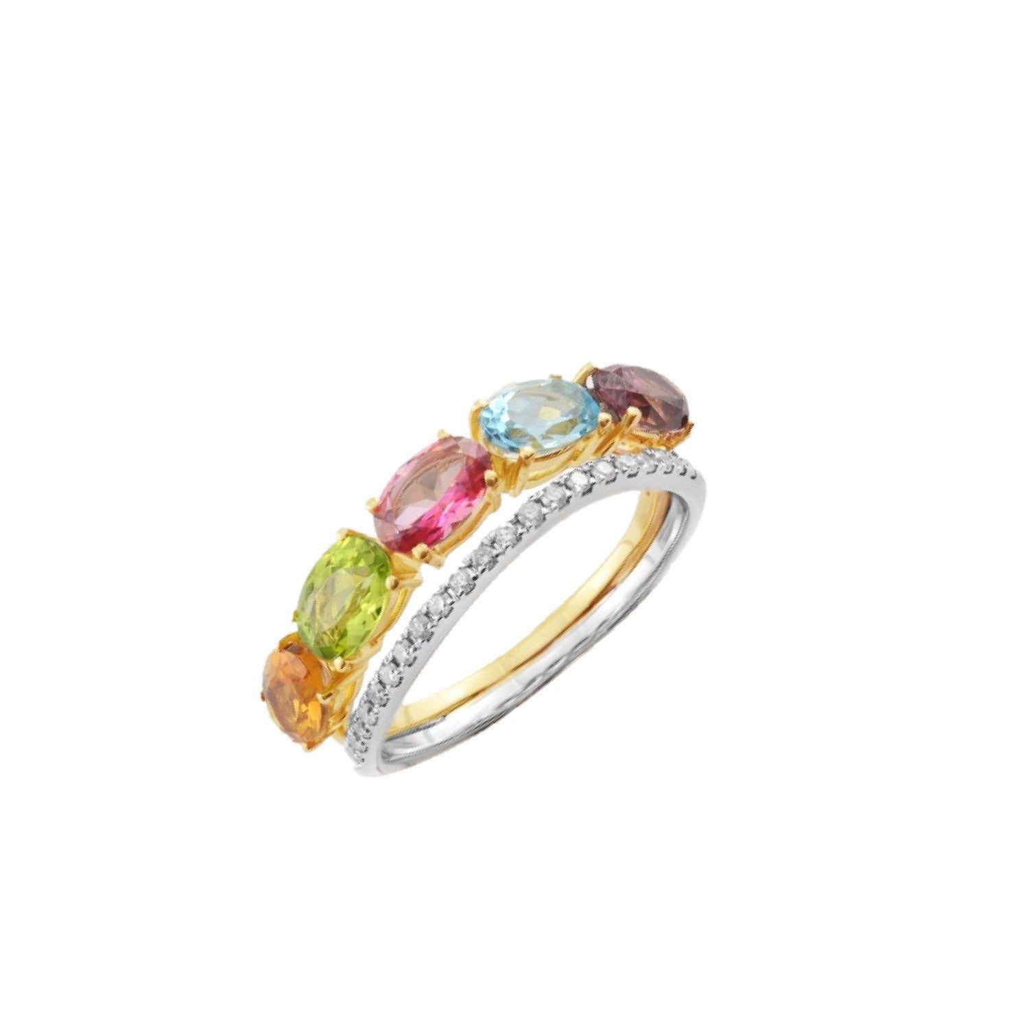 RING YELLOW & WHITE GOLD 750 & PRECIOUS STONES - 96879