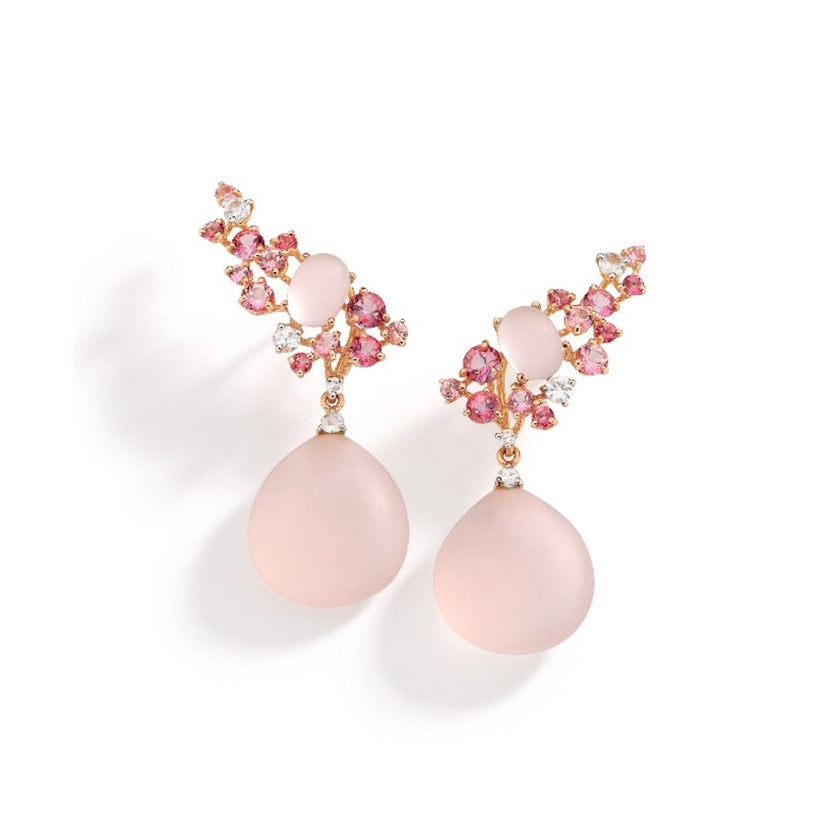 EARRINGS PINK GOLD 750 & PRECIOUS STONES - 96889