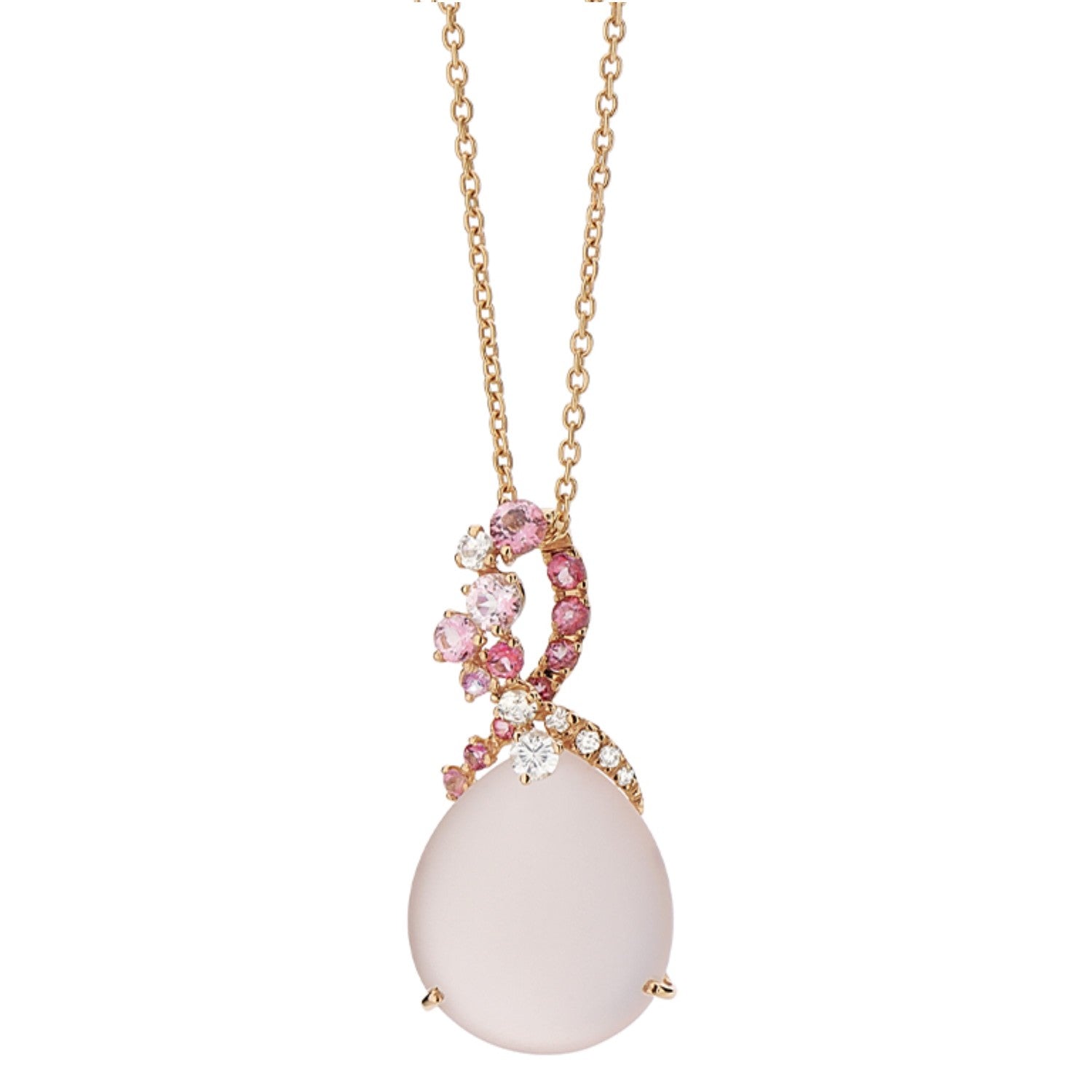 NECKLACE PINK GOLD 750 & PRECIOUS STONES - 96890