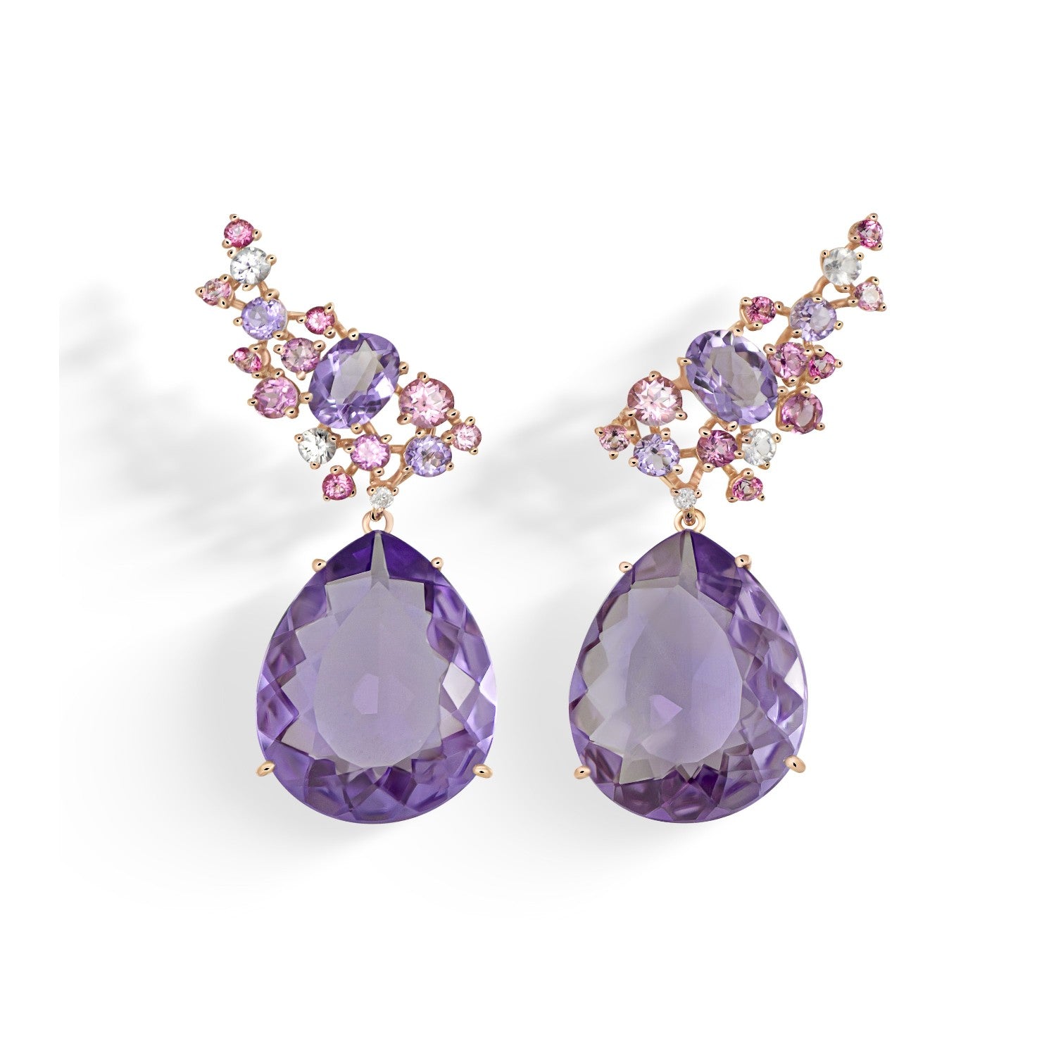 EARRINGS PINK GOLD 750 & PRECIOUS STONES - 96894