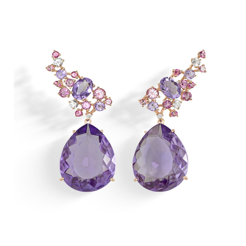EARRINGS PINK GOLD 750 & PRECIOUS STONES - 96894