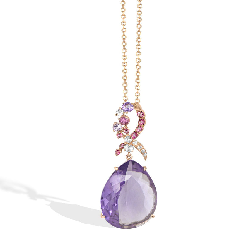 NECKLACE PINK GOLD 750 & PRECIOUS STONES - 96896
