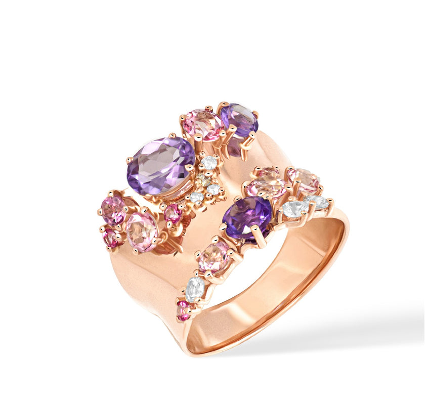 RING PINK GOLD 750 & PRECIOUS STONES - 96899