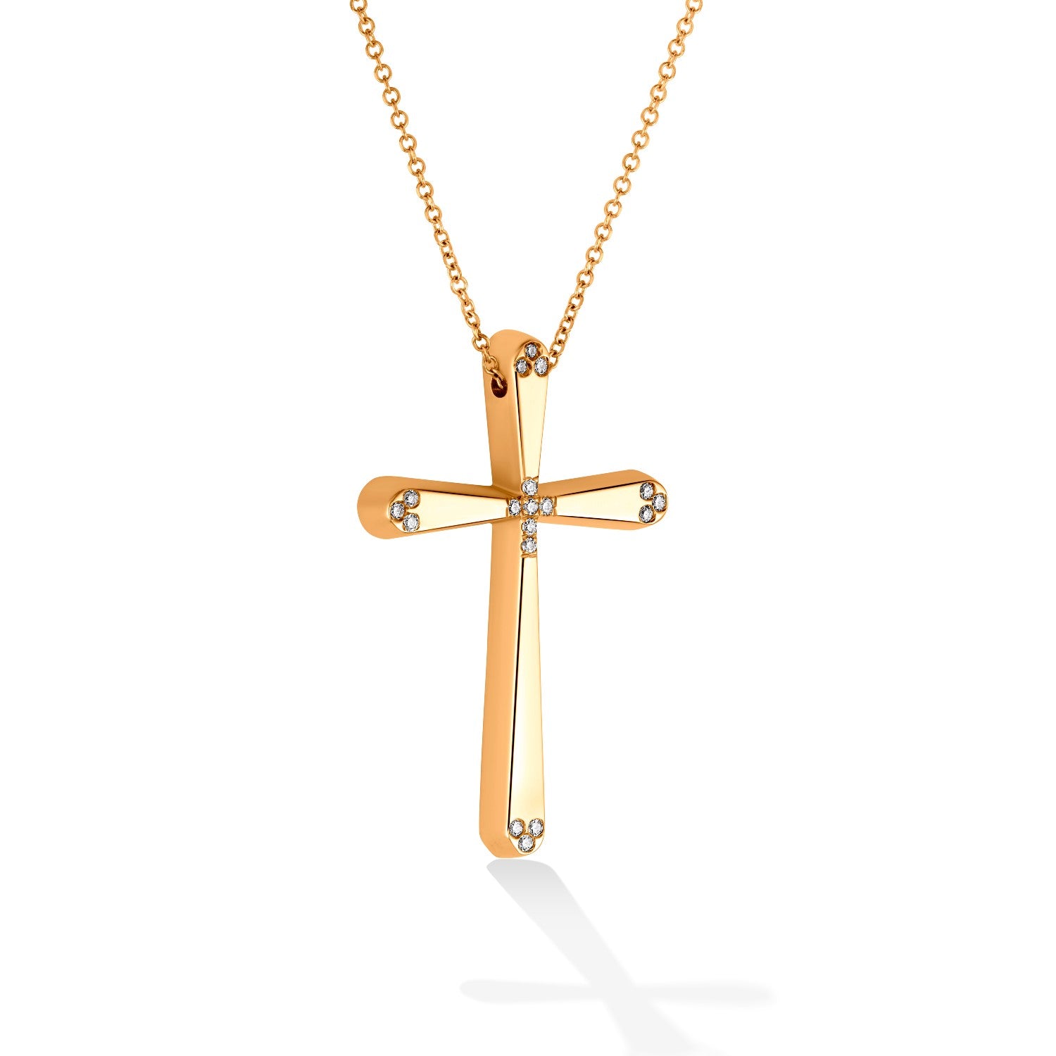 CROSS PINK GOLD 750 & PRECIOUS STONES WITH CHAIN - 97337