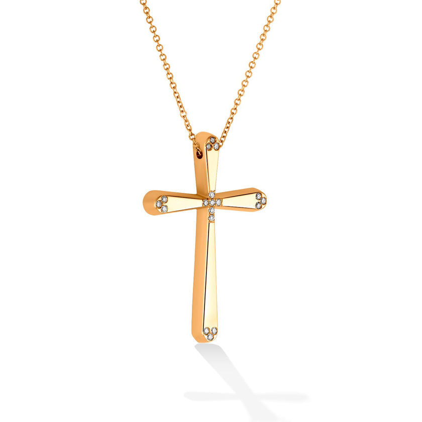 CROSS PINK GOLD 750 & PRECIOUS STONES WITH CHAIN - 97337