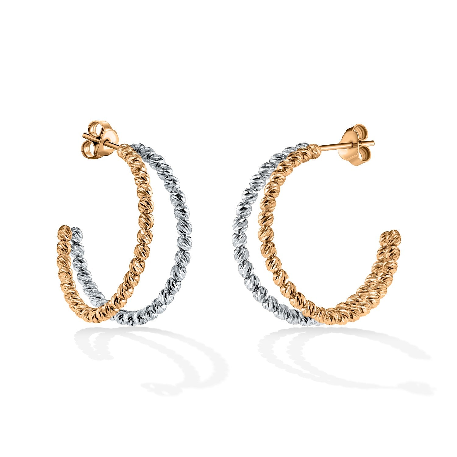 EARRINGS WHITE & PINK GOLD 585 - 97450