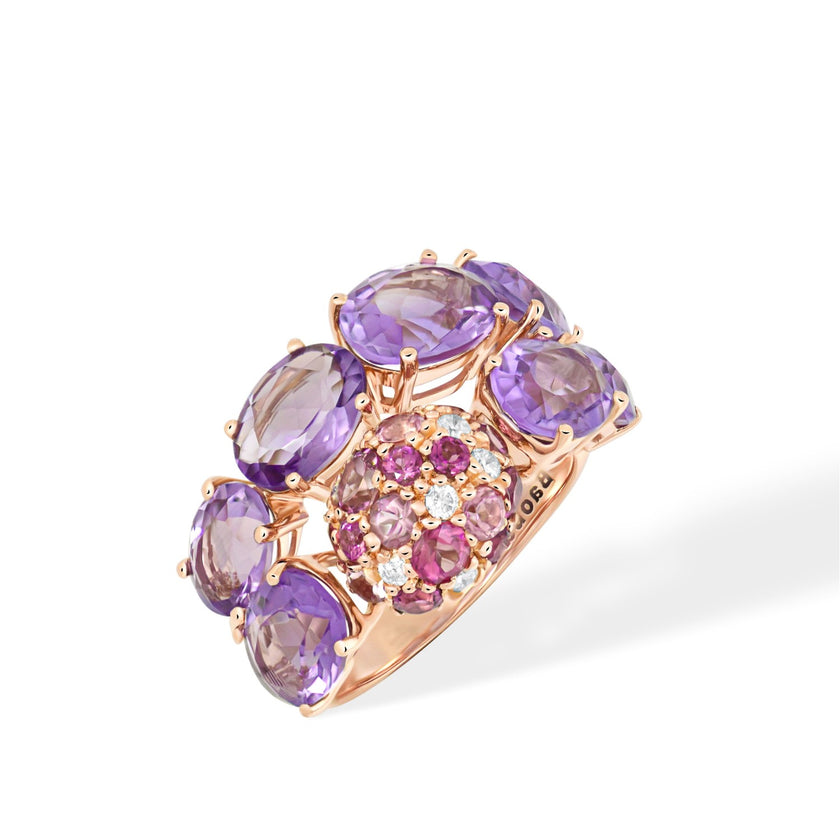 RING PINK GOLD 750 & PRECIOUS STONES - 97657