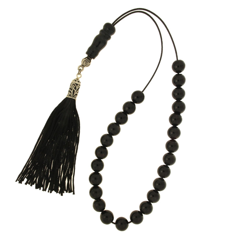 ROSARY BLACK ONYX & SILVER - 98260