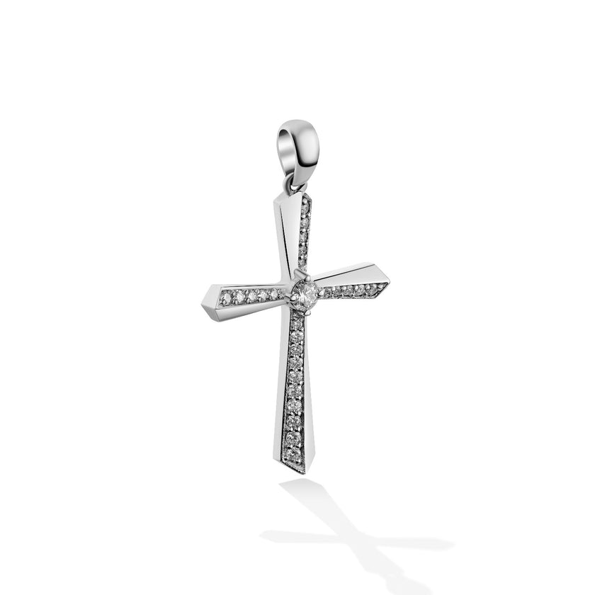 CROSS WHITE GOLD 750 & PRECIOUS STONES - 98362