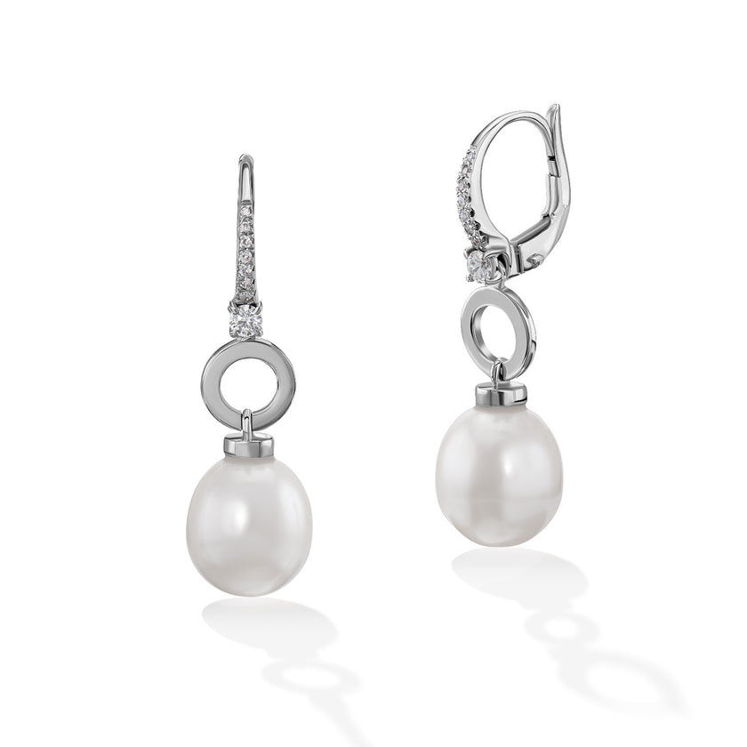 EARRINGS WHITE GOLD 750 & PRECIOUS STONES - 98701