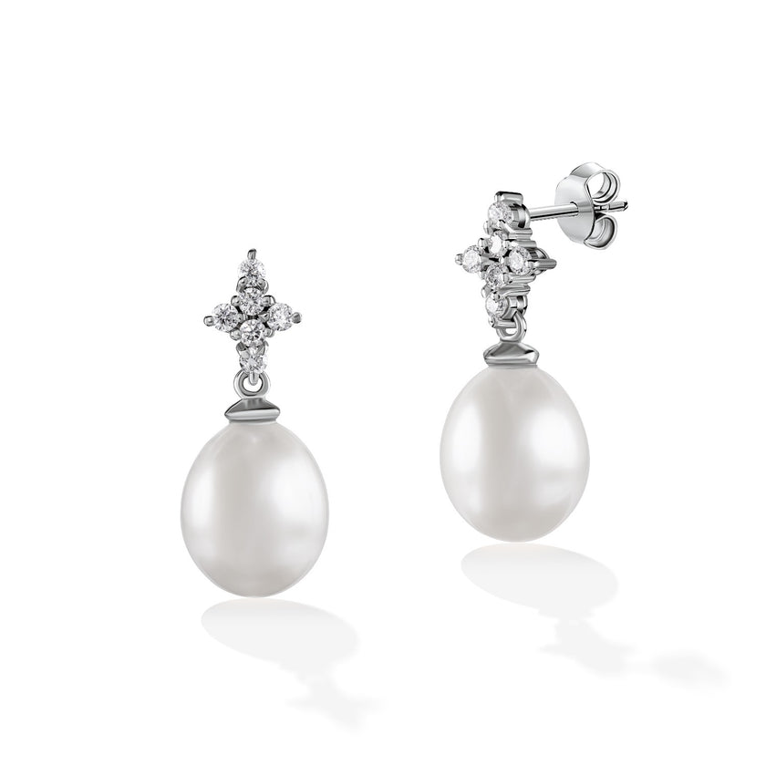 EARRINGS WHITE GOLD 750 & PRECIOUS STONES - 98703