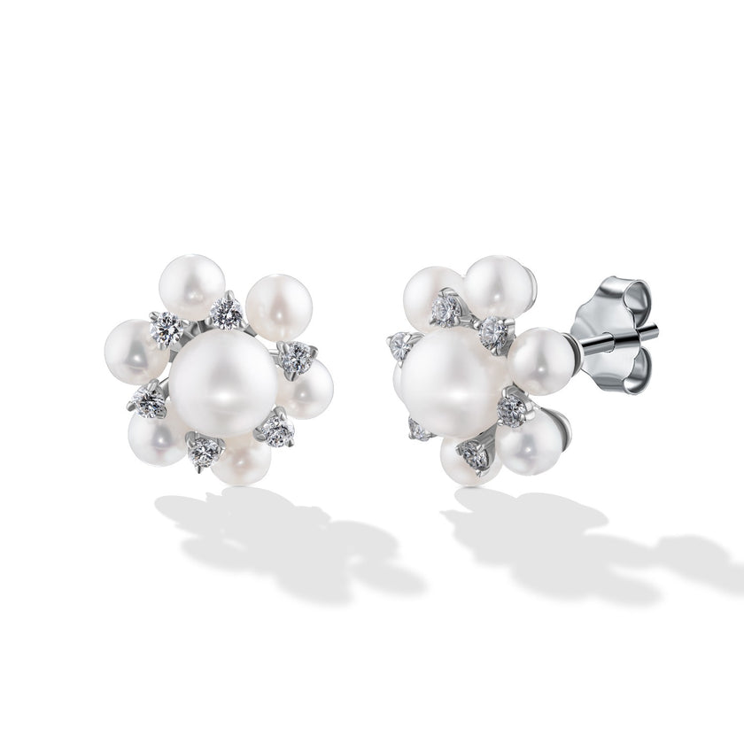 EARRINGS WHITE GOLD 750 & PEARLS - 98905