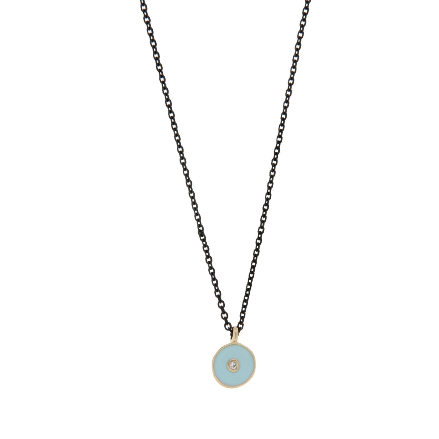 NECKLACE GOLD 585 & C.Z. WITH SILVER CHAIN - 98934