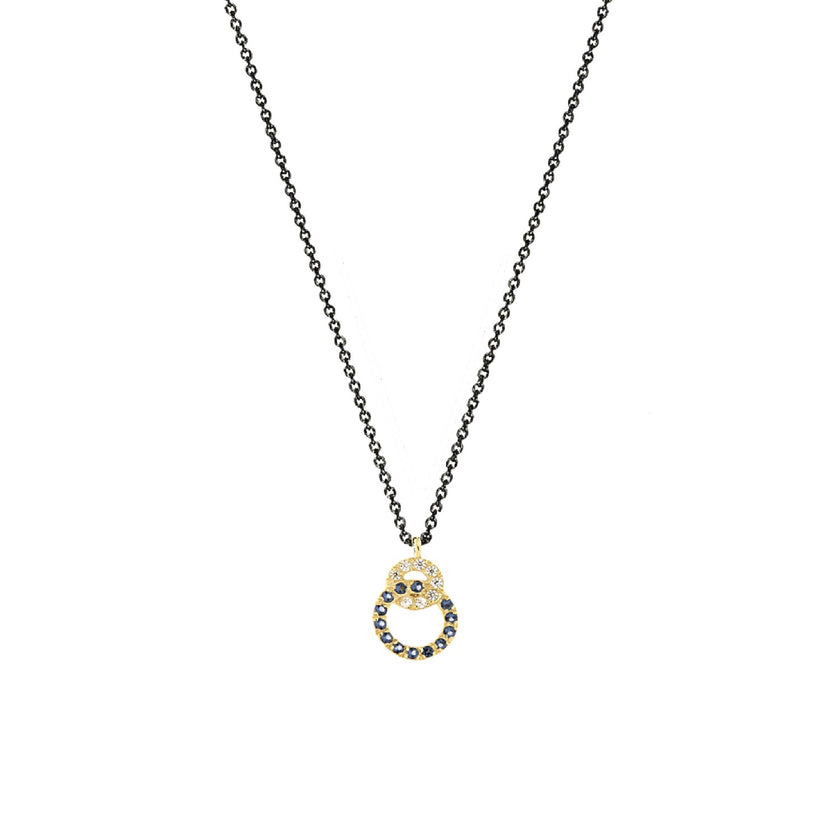 NECKLACE GOLD 585 & C.Z. WITH SILVER CHAIN - 98935