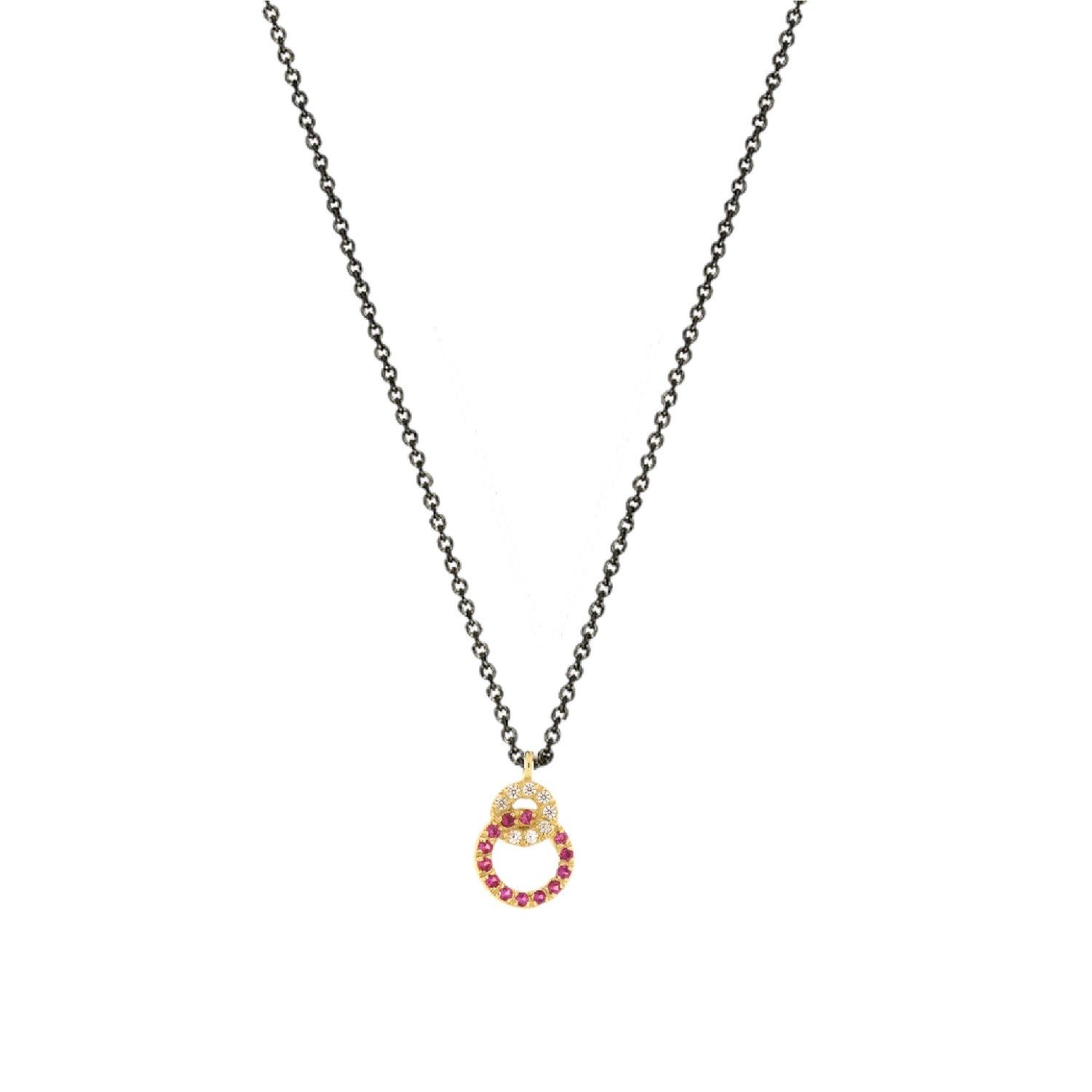 NECKLACE GOLD 585 & C.Z. WITH SILVER CHAIN - 98936