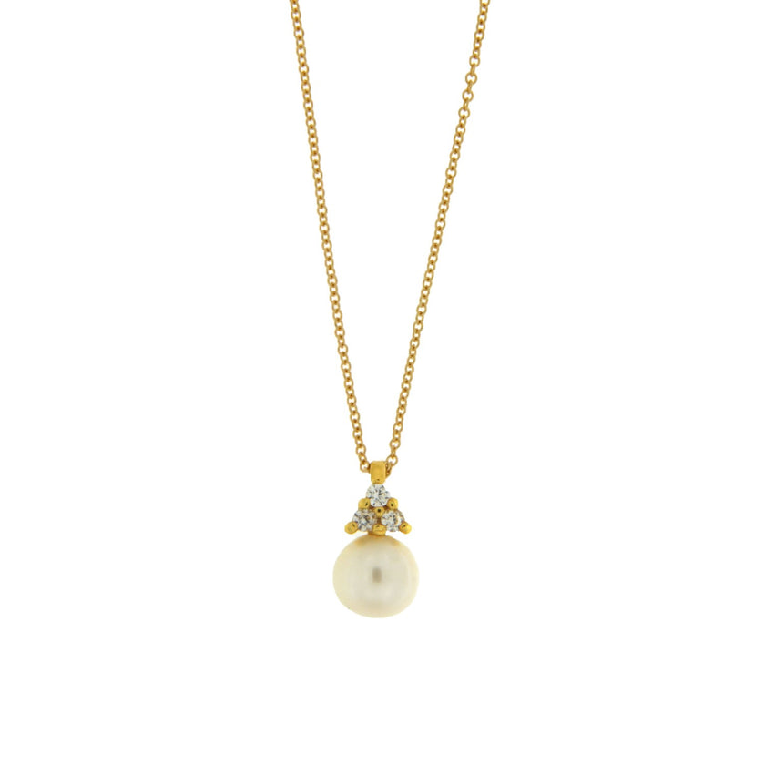 NECKLACE GOLD 585 WITH PEARL & C.Z. - 98941