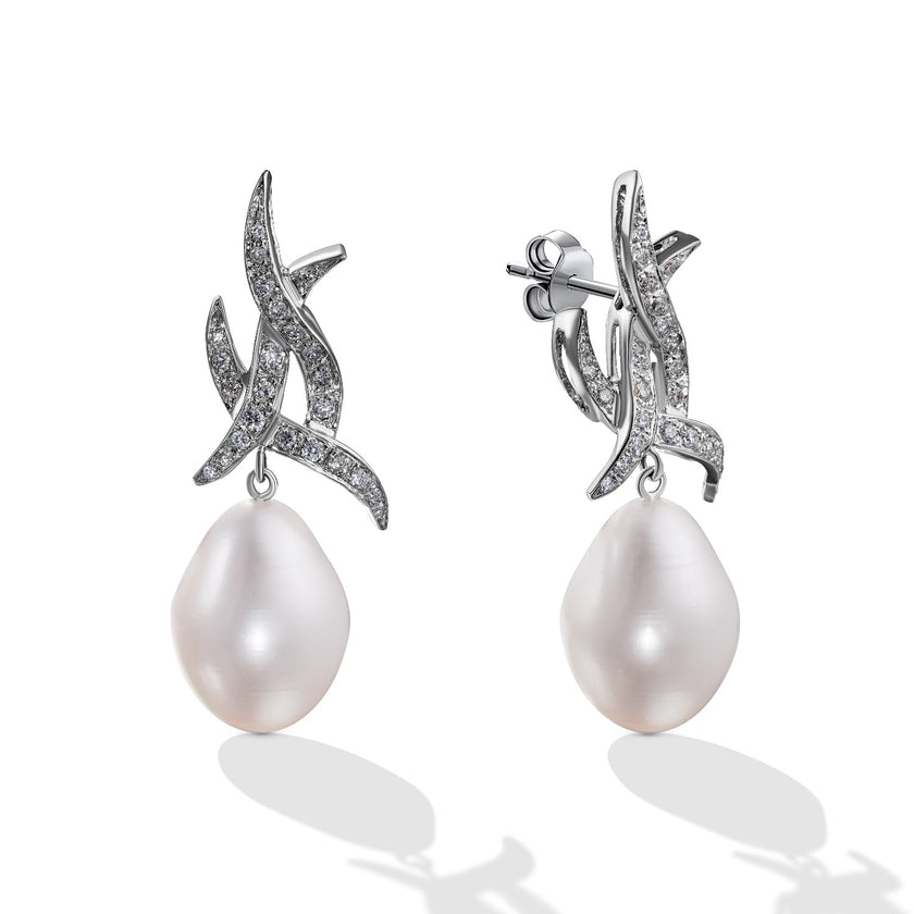 EARRINGS WHITE GOLD 750 & PRECIOUS STONES - 98949