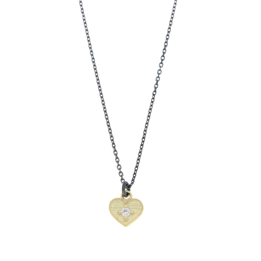 NECKLACE GOLD 585 & PRECIOUS STONES WITH SILVER CHAIN - 98970