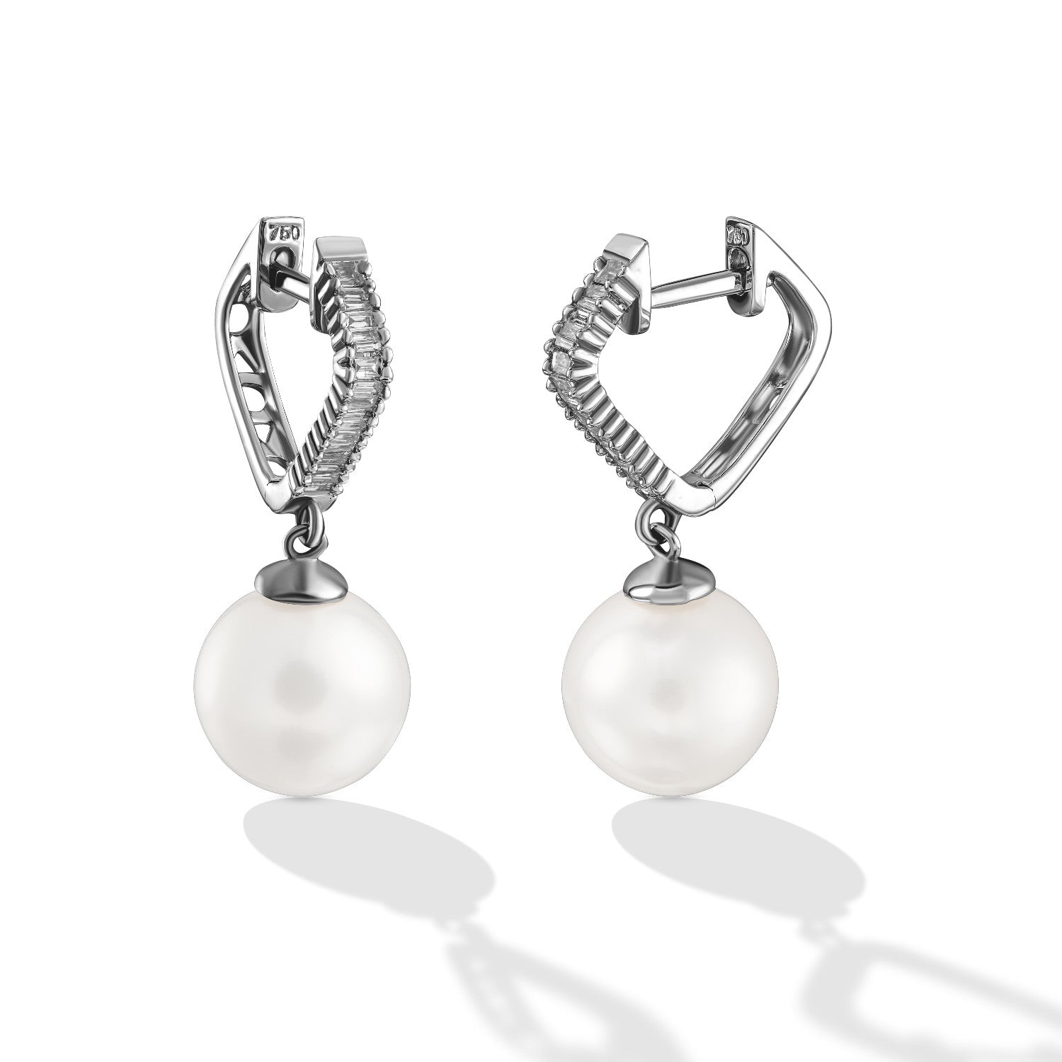 EARRINGS WHITE GOLD 750 & PEARLS - 99212