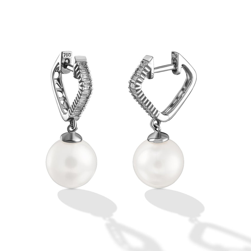 EARRINGS WHITE GOLD 750 & PEARLS - 99212
