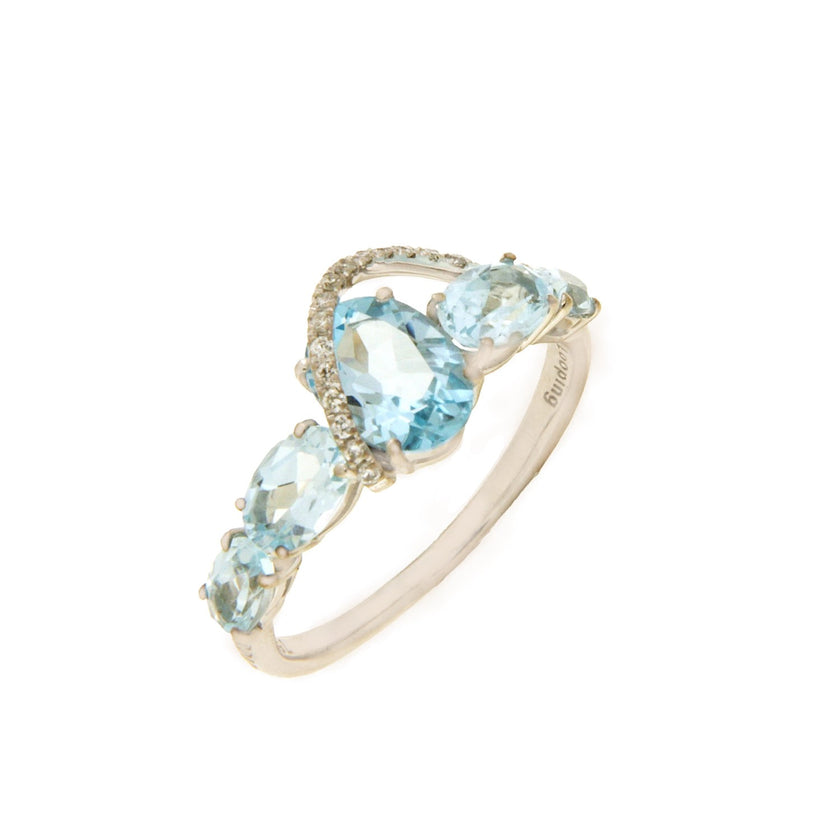 RING YELLOW & WHITE GOLD 750 & PRECIOUS STONES - 99518