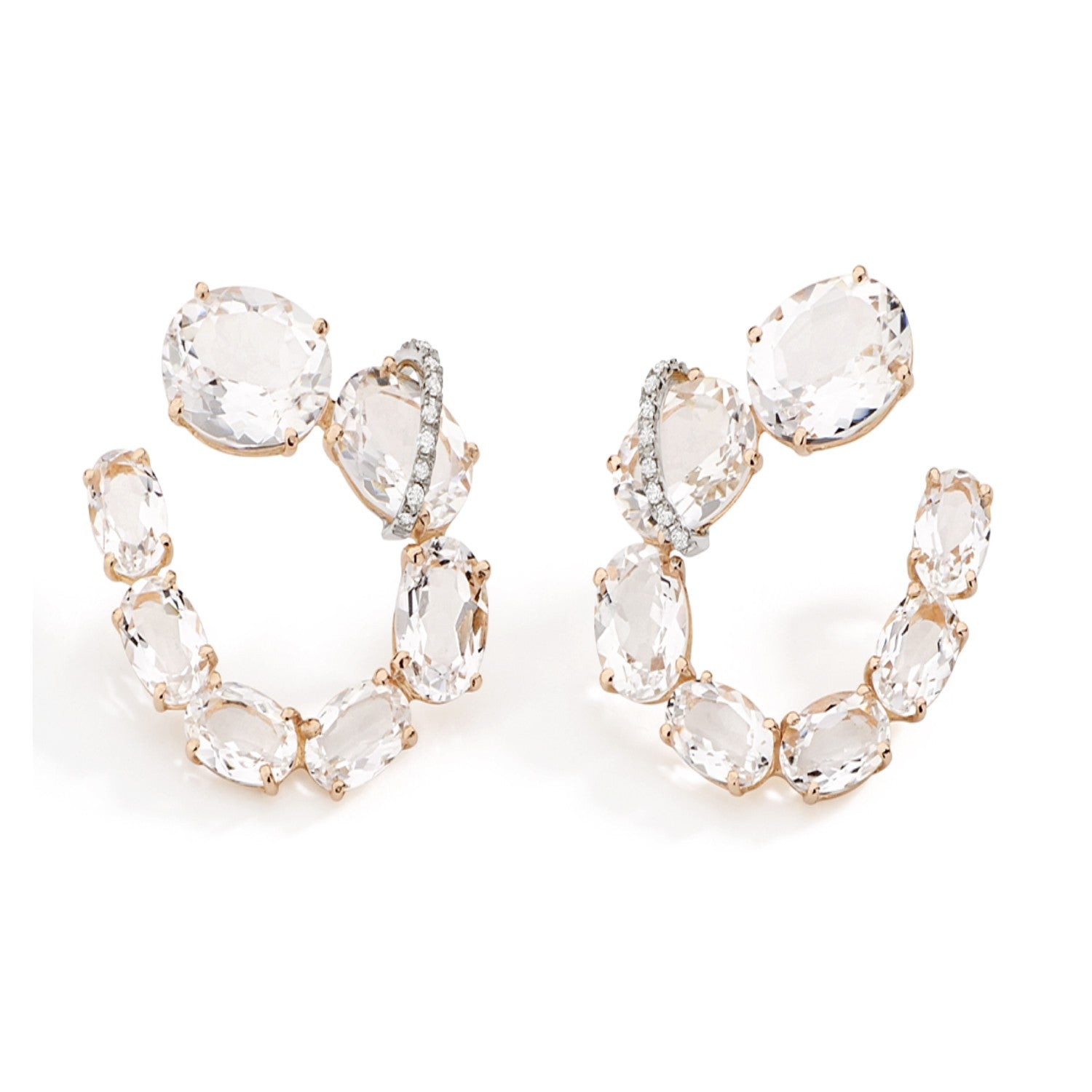 EARRINGS PINK GOLD 750 & PRECIOUS STONES - 99523