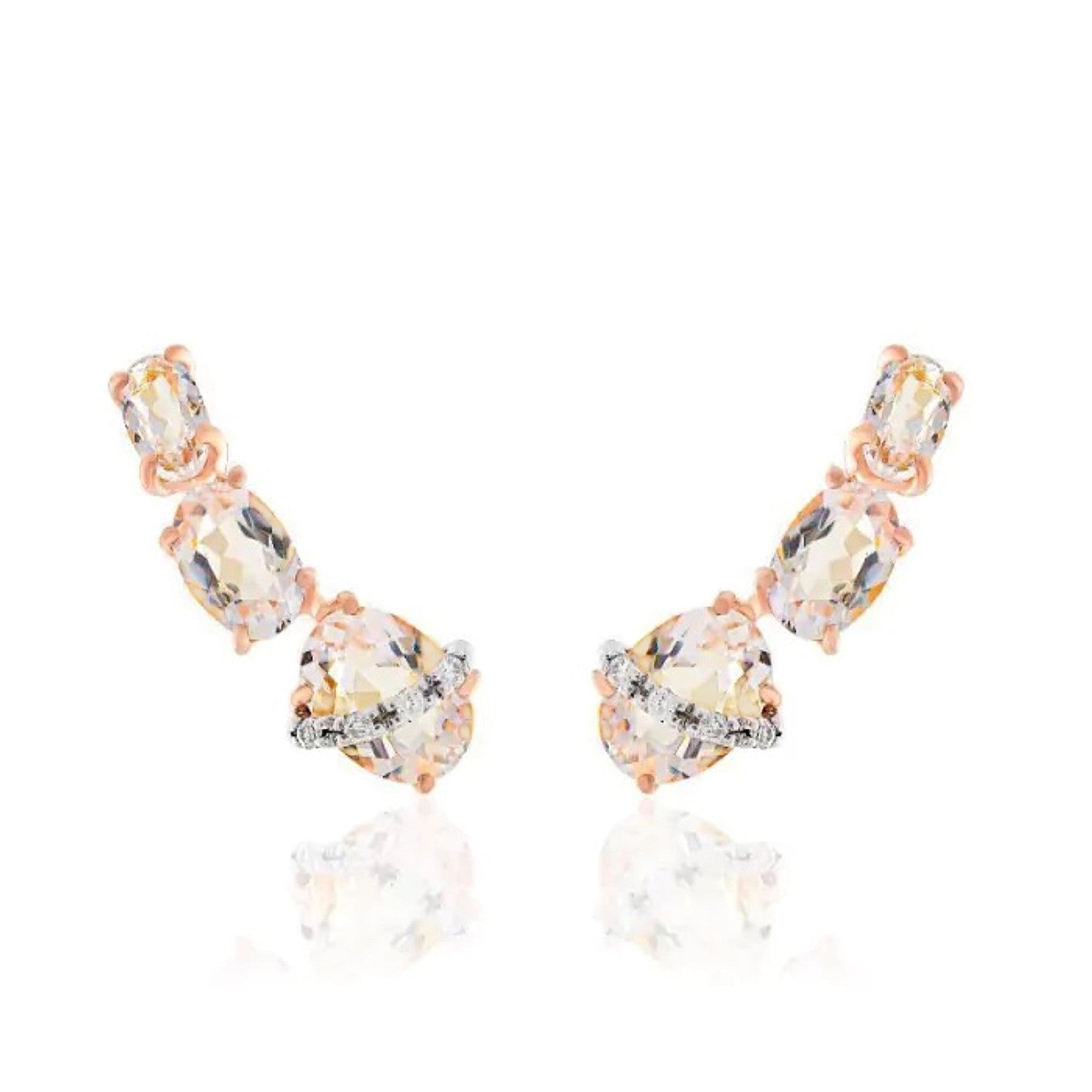 EARRINGS PINK GOLD 750 & PRECIOUS STONES - 99524