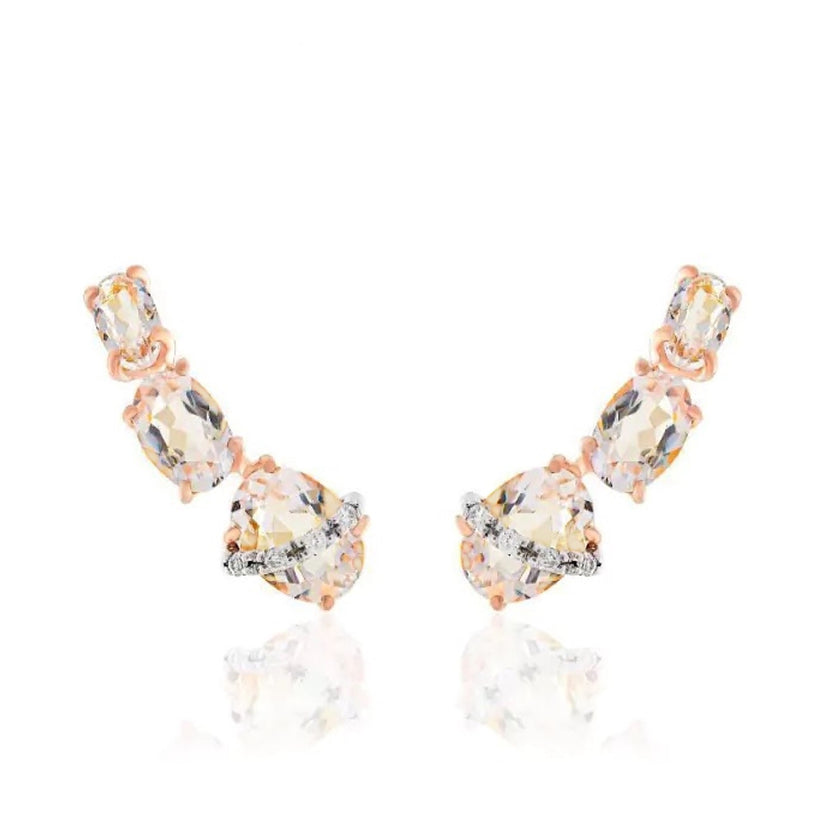 EARRINGS PINK GOLD 750 & PRECIOUS STONES - 99524