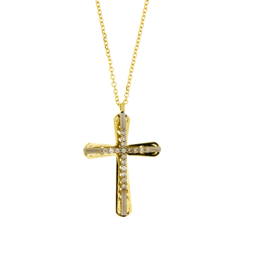CROSS YELLOW & WHITE GOLD 585 & PRECIOUS STONES - 99980