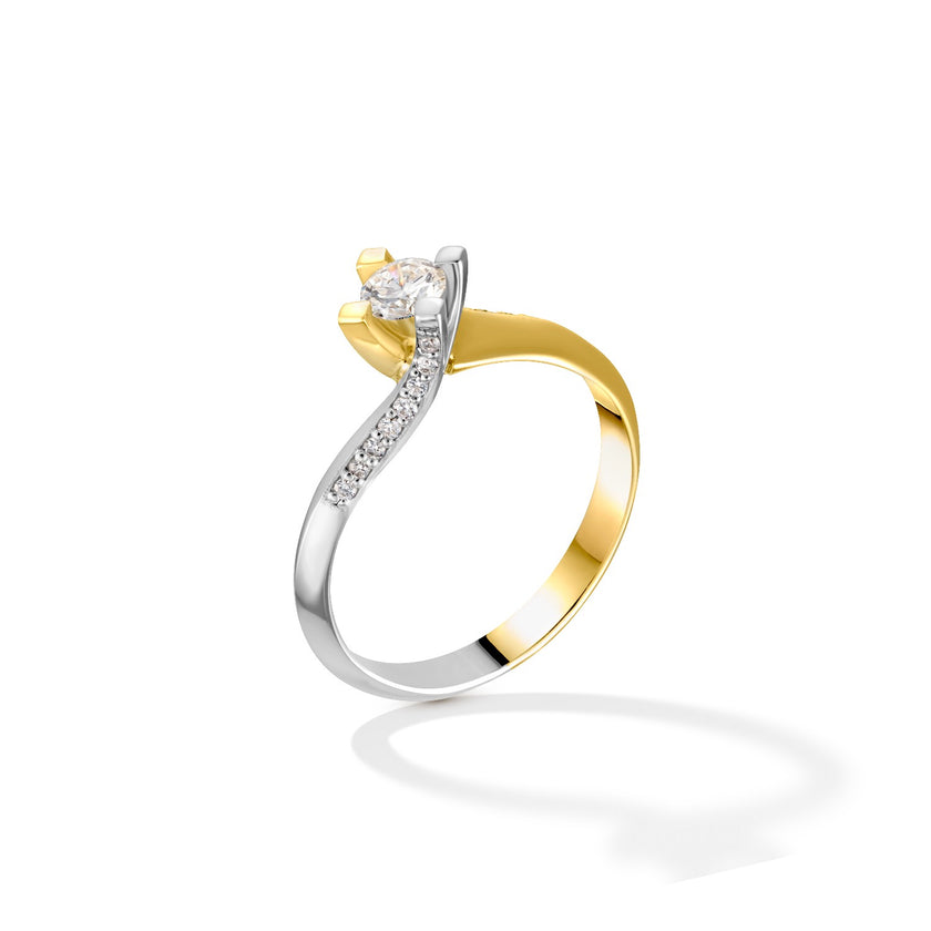 RING YELLOW & WHITE GOLD 750 & PRECIOUS STONES - 99983