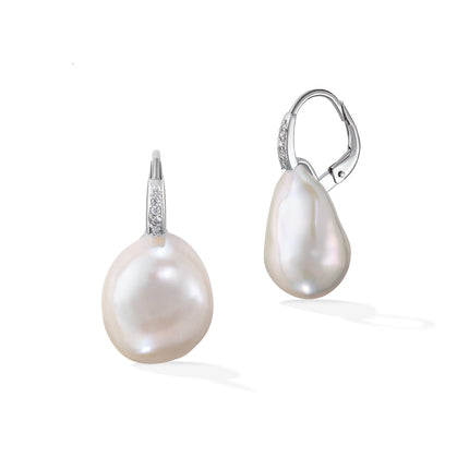 EARRINGS WHITE GOLD 750 & PEARLS - 100200