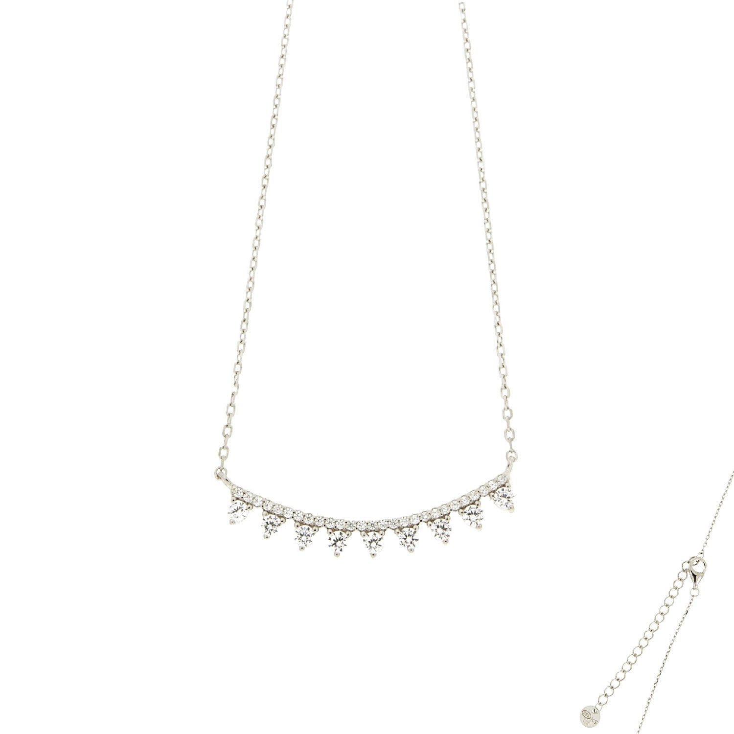 NECKLACE WHITE SILVER 925 & C.Z. - 100384 - Availability: Immediately