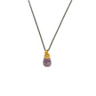 NECKLACE  GOLD 585 WITH SEMIPRECIOUS STONES & SILVER CHAIN - 100544