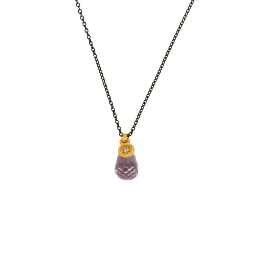 NECKLACE  GOLD 585 WITH SEMIPRECIOUS STONES & SILVER CHAIN - 100544