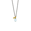 NECKLACE  GOLD 585 WITH SEMIPRECIOUS STONES & SILVER CHAIN - 100545