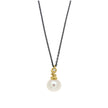 NECKLACE  GOLD 585  WITH PEARL & SILVER CHAIN - 100554